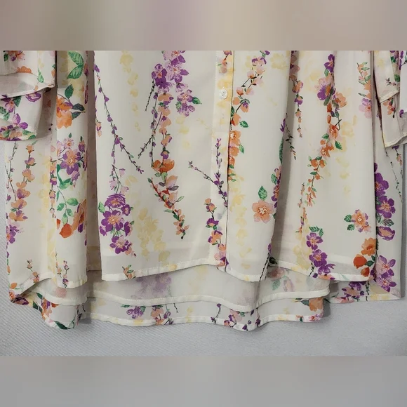 Belle By Kim Gravel Floral Ruffle Sleeve Top Size 2X - Picture 6 of 13